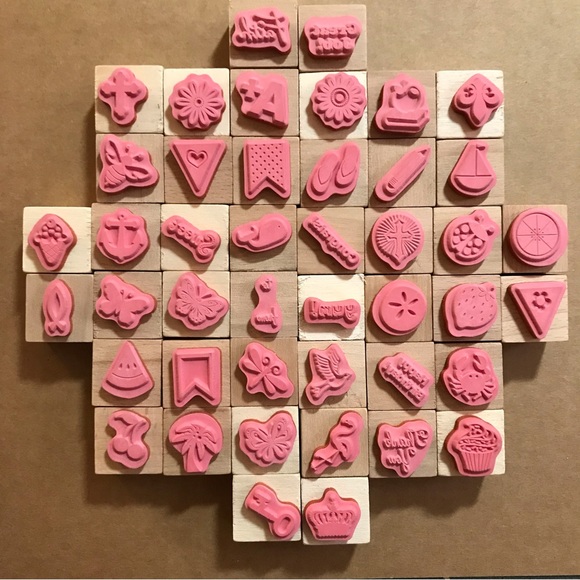 Lot of 44 1-inch wood stamps NEW - Picture 3 of 3